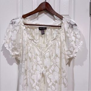 Trulli Cream Lace Peasant Top Size M